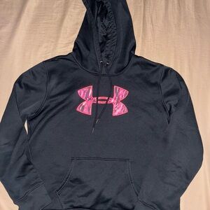 Under Armour Black Hoodie with Vibrant Pink Logo